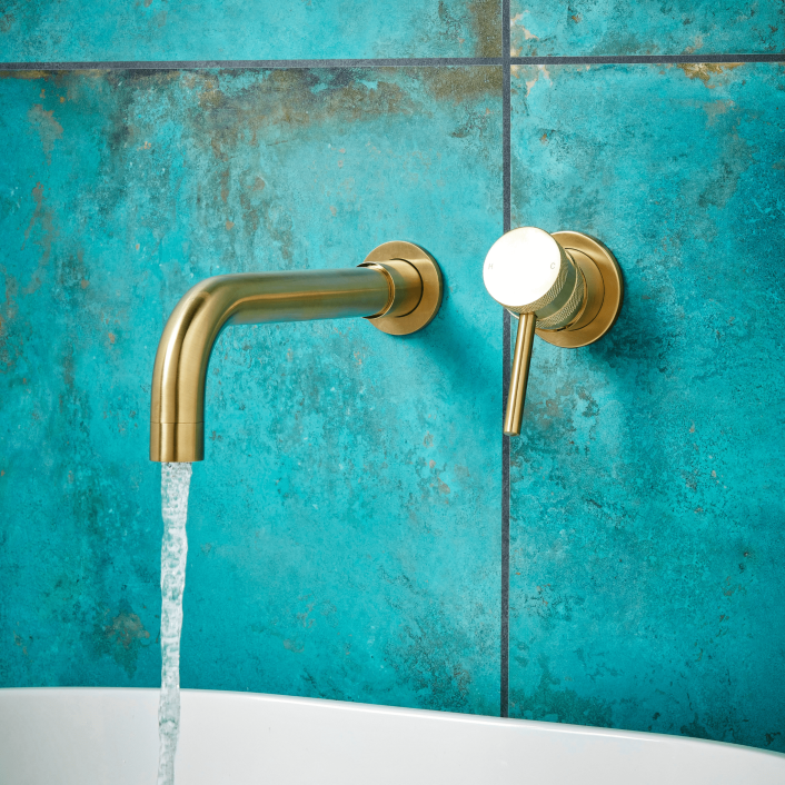 Scudo Core Wall Mounted Basin Tap & Filler, Brushed Bronze
