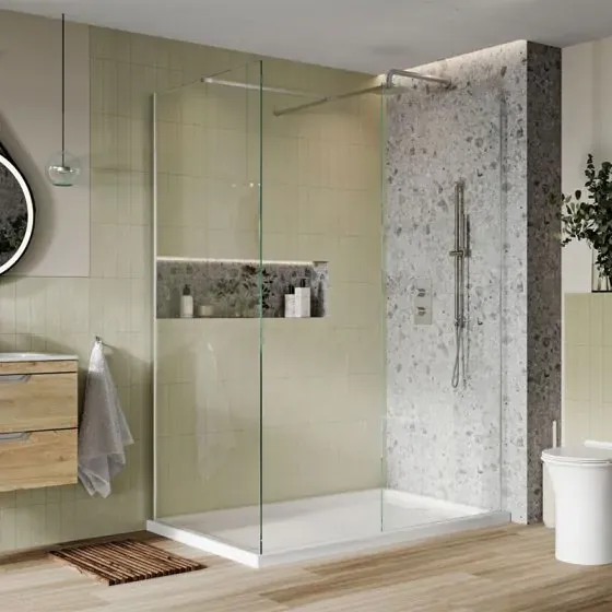 Scudo S8 Wetroom Panel, 8mm, Chrome — 700mm