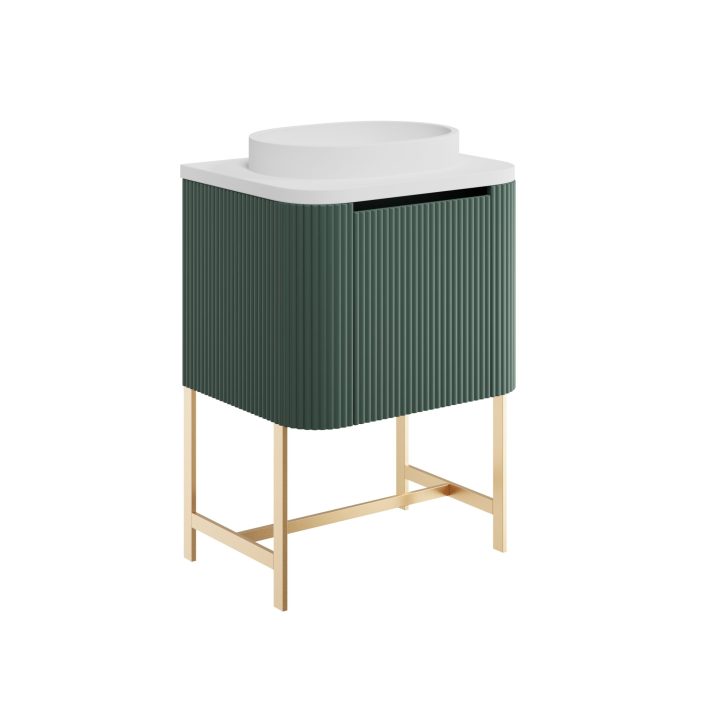 Scudo Linea Curve Brushed Brass Frame — 600mm