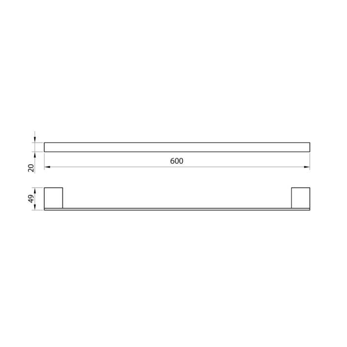 Scudo Ravenna Towel Bar, Black — 60cm