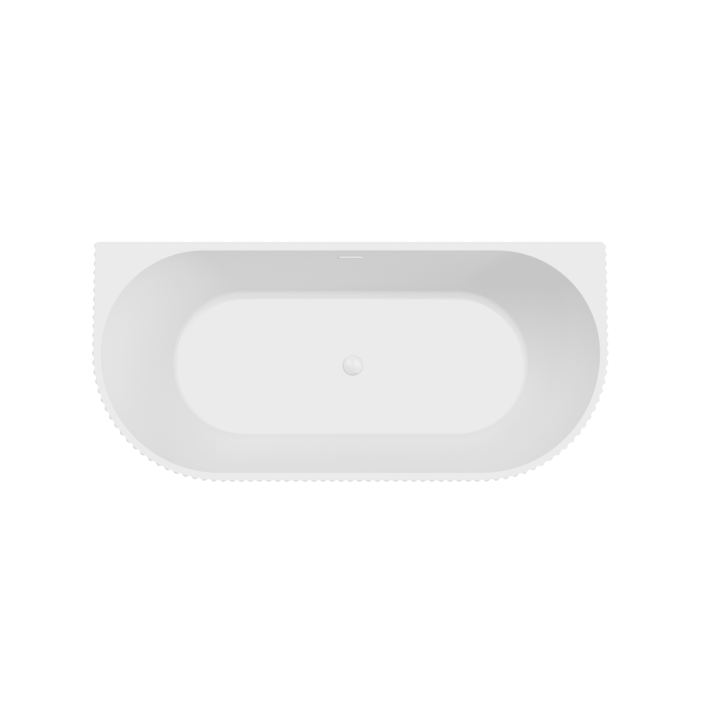 Scudo Fluted Back to Wall Bath, Acrylic — 1700 x 800 x 600mm