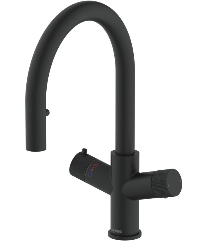 Scudo Kelvin 4-in-1 Boiling Water Tap, Pull Out D Spout, Black