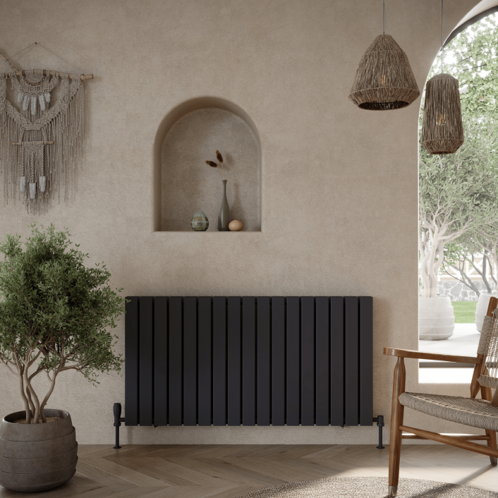 Scudo Bravo Designer Radiator, Double Panel, 600 x 614mm — Anthracite
