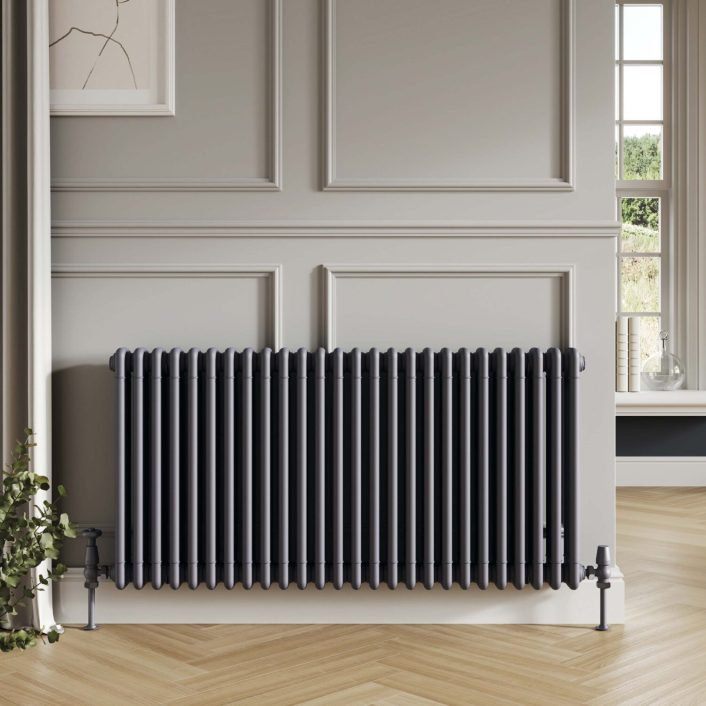 Scudo Foundry Column Radiator, 3 Column, 14 Sections, 600 x 650mm — Anthracite