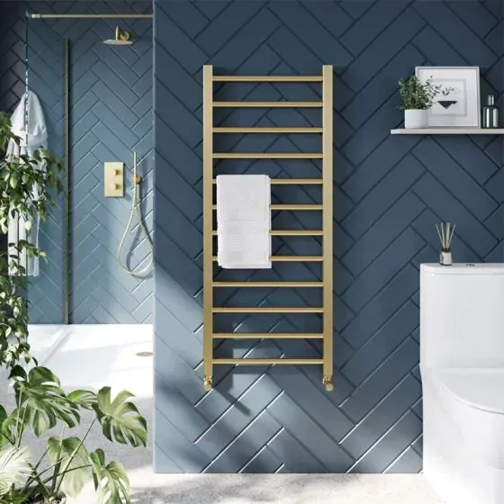 Scudo Vibe Towel Rail, 800 x 500 — Brushed Brass