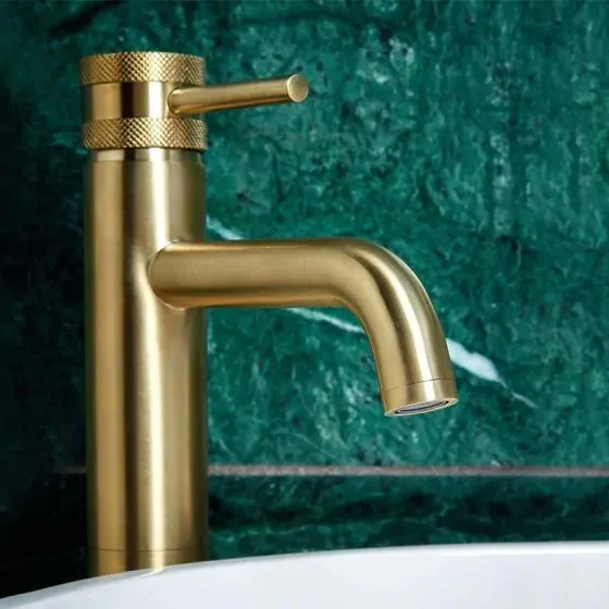 Scudo Core Tall Mono Basin Mixer, Brushed Brass