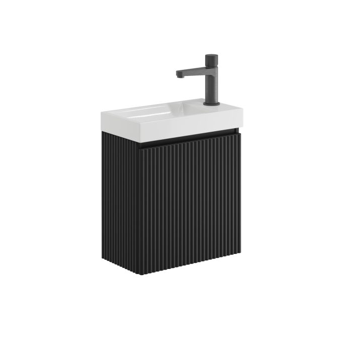 Scudo Linea Cloakroom Vanity Unit, Matt Black — 394 x 217 x 400mm