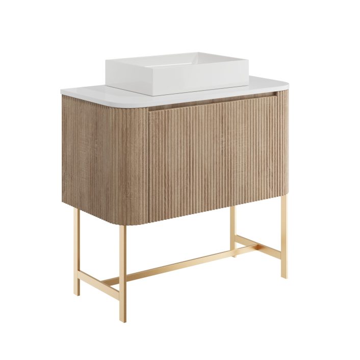 Scudo Linea Curve Countertop, Matt White — 900mm