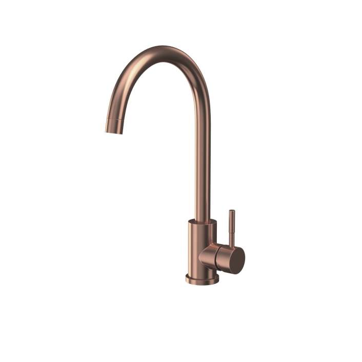Scudo Manhattan Single Lever Kitchen Mixer Tap, Swivel Spout, Brushed Brass