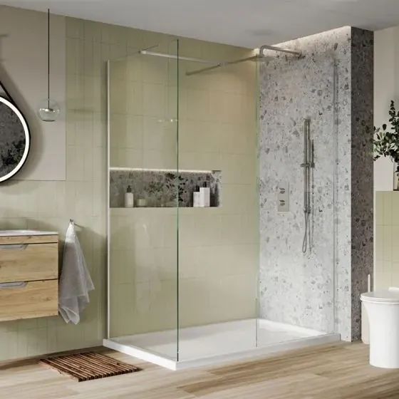 Scudo S8 Wetroom Panel, 8mm, Chrome — 900mm