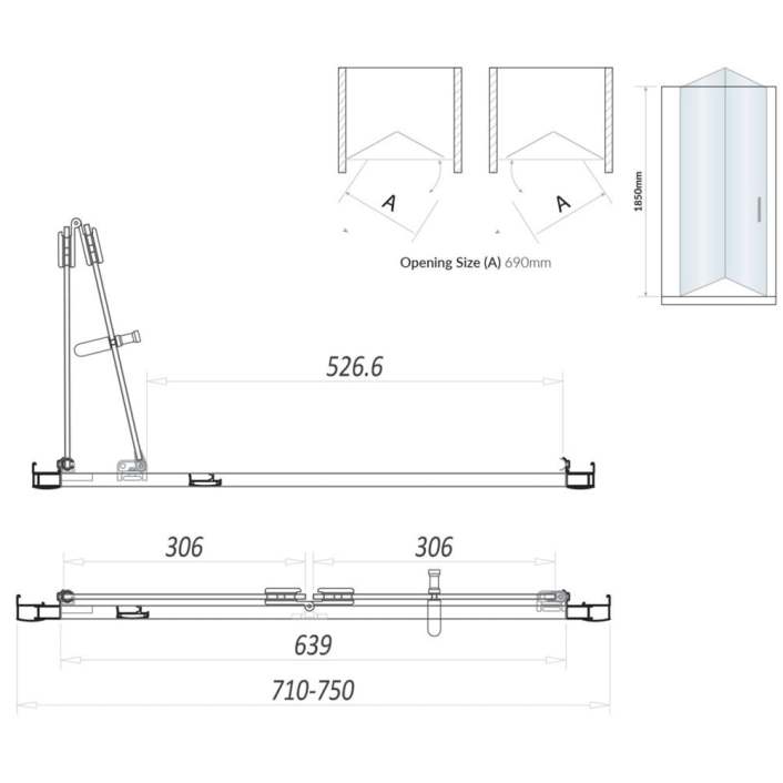 Scudo S6 Bifold Semi-Frameless Shower Door, 6mm, Chrome — 760mm