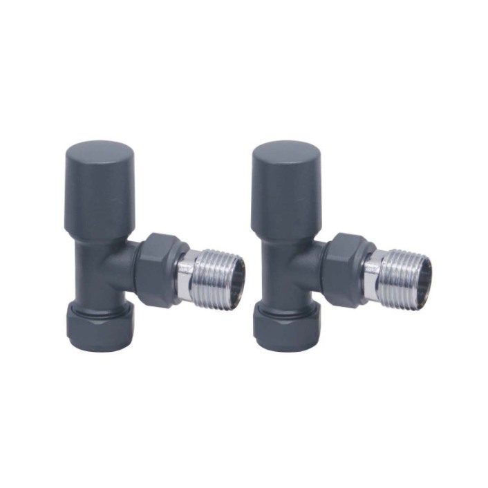 Scudo Radiator Valve, Angled, 15mm, Anthracite — Pair