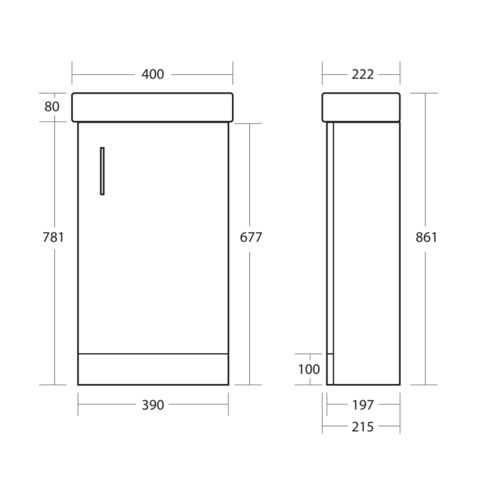 Scudo Lanza Cloakroom Basin — 400mm