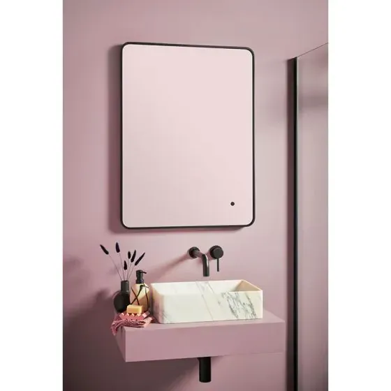 Scudo Soft Square LED Mirror, 600 x 800mm — Black Frame