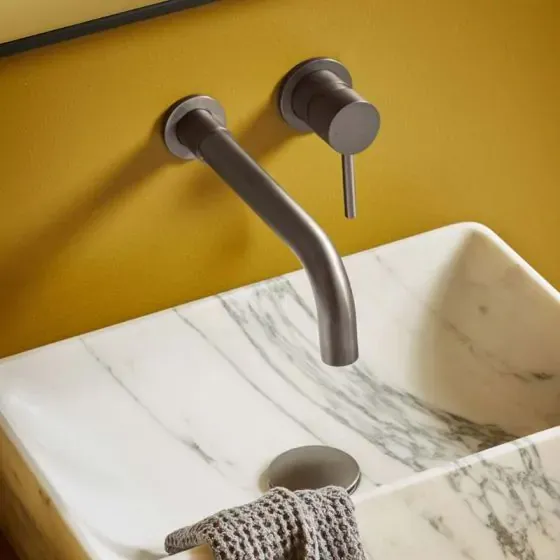 Scudo Core Wall Mounted Basin Tap & Filler, Gunmetal