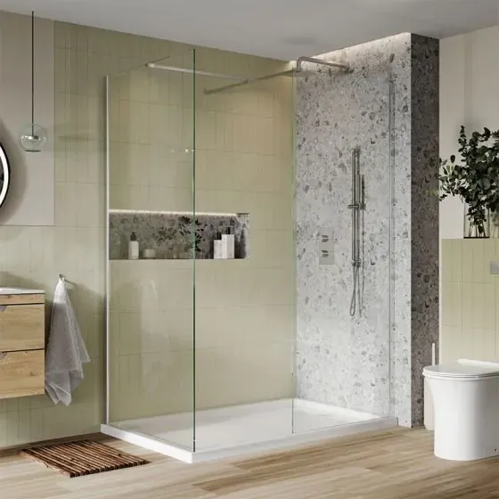 Scudo S8 Wetroom Panel, 8mm, Chrome — 600mm
