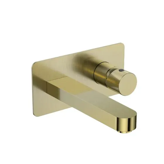 Scudo Koko Wall Mounted Basin Mixer, Brushed Brass