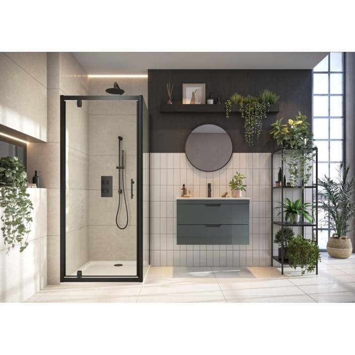Scudo S6 Shower Side Panel, 6mm, Black — 800mm