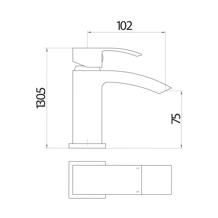 Scudo Descent Mini Mono Basin Mixer, Chrome, with Push Waste