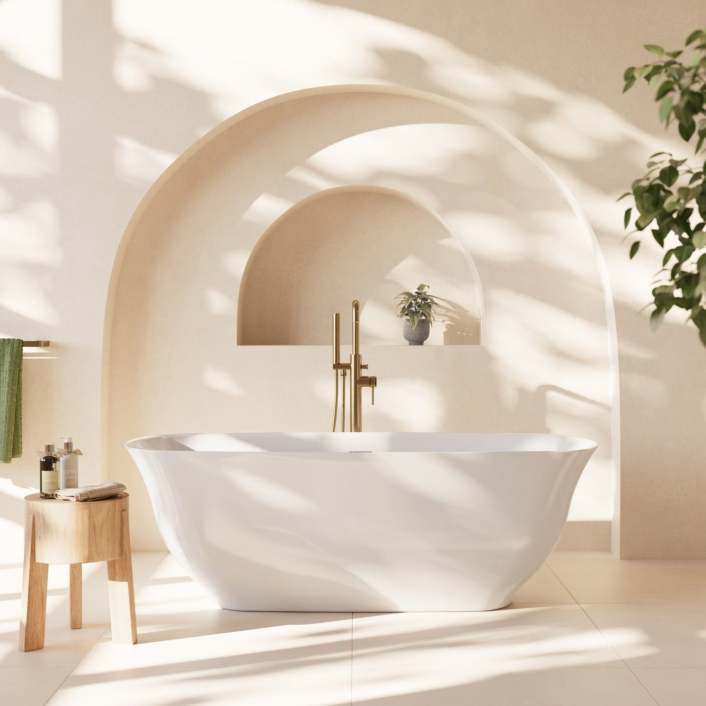 Scudo Coral Freestanding Bath, White — 1700 x 750mm