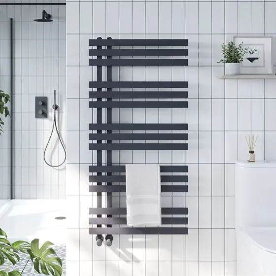 Scudo Elizabeth Designer Towel Rail, 1200 x 500 — Anthracite