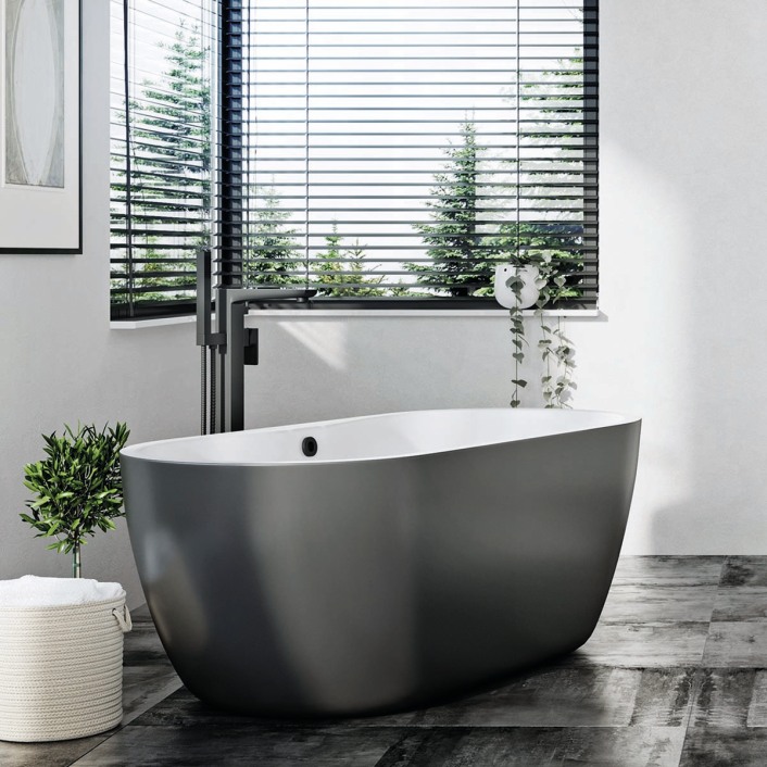 Scudo Muro Freestanding Bath Shower Mixer, Matt Black