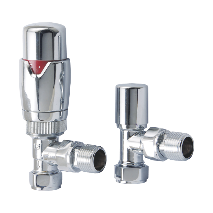 Scudo Designer Twin Pack Thermostatic Radiator Valve, Angled, Anthracite