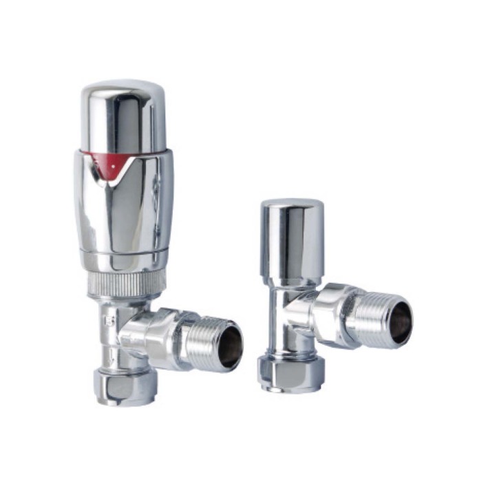 Scudo Designer Twin Pack Thermostatic Radiator Valve, Angled, Anthracite