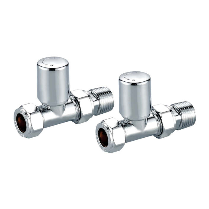 Scudo Radiator Valve, Angled, 15mm, Chrome — Pair