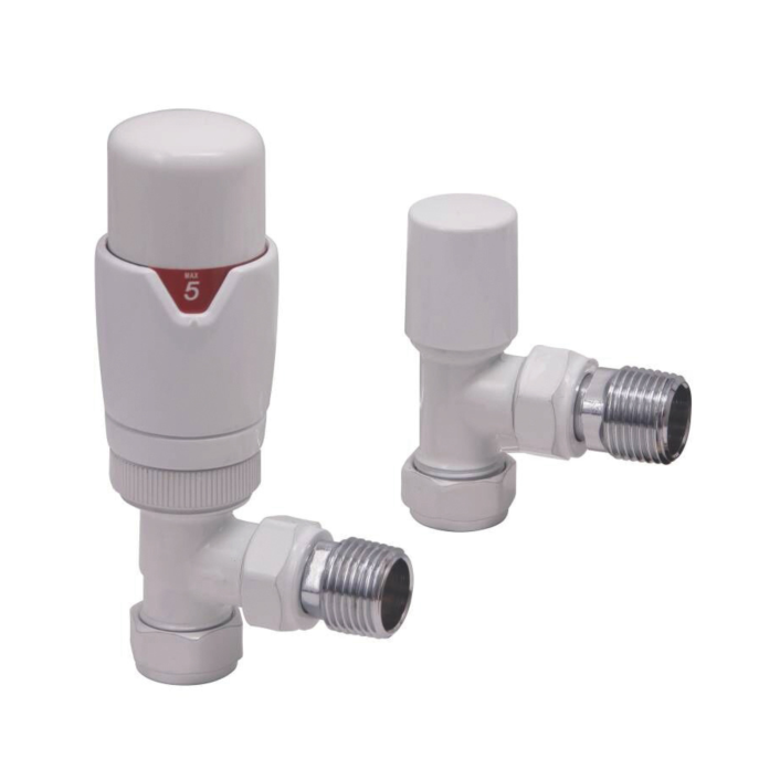 Scudo Designer Twin Pack Thermostatic Radiator Valve, Angled, Anthracite