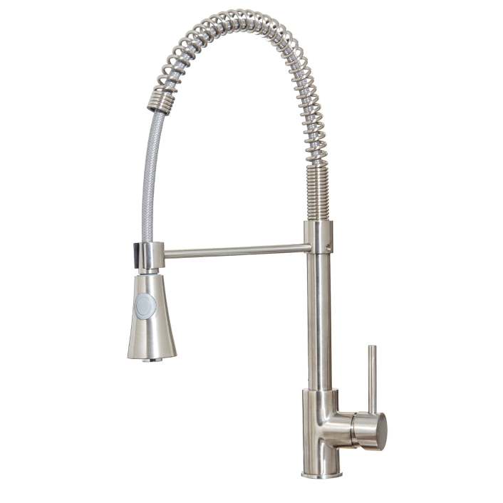Scudo Tirare Single Lever Kitchen Mixer Tap with Pull Out Spray, Brushed Nickel