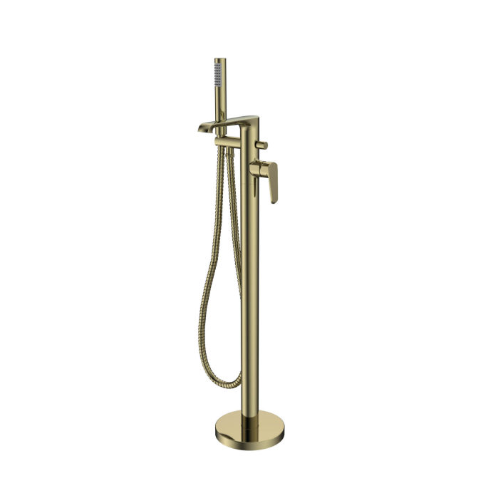 Scudo Montana Freestanding Bath Shower Mixer, Brushed Brass