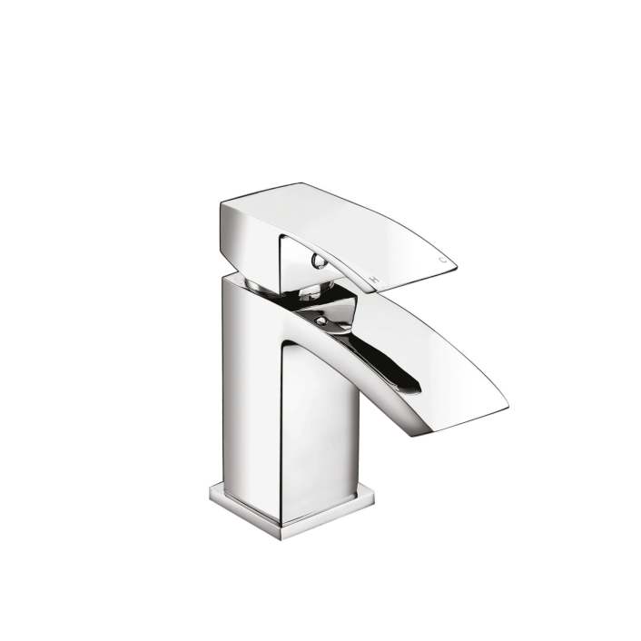 Scudo Descent Mini Mono Basin Mixer, Chrome, with Push Waste