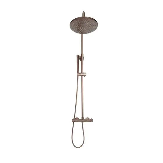Scudo Rainford Exposed Round Rigid Riser Shower, Brushed Bronze
