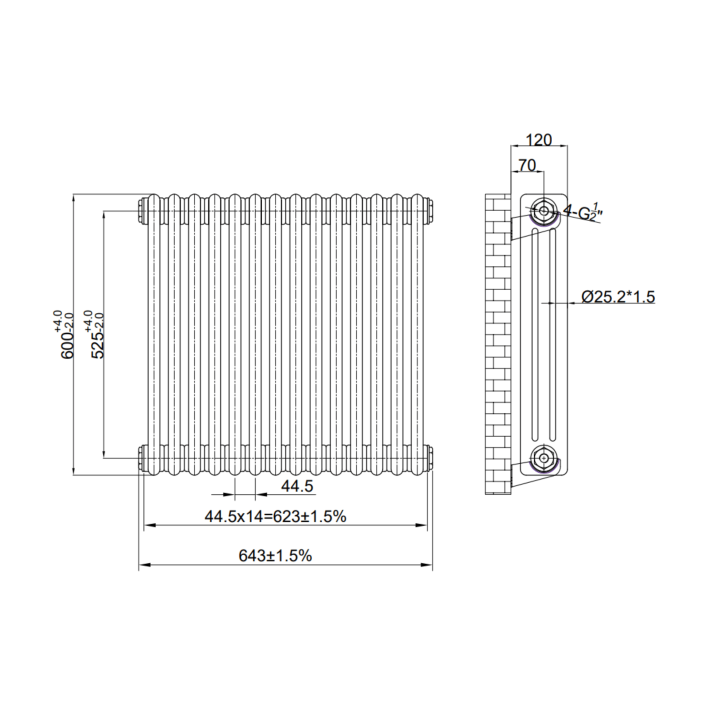 Scudo Foundry Column Radiator, 3 Column, 22 Sections, 600 x 1010mm — White