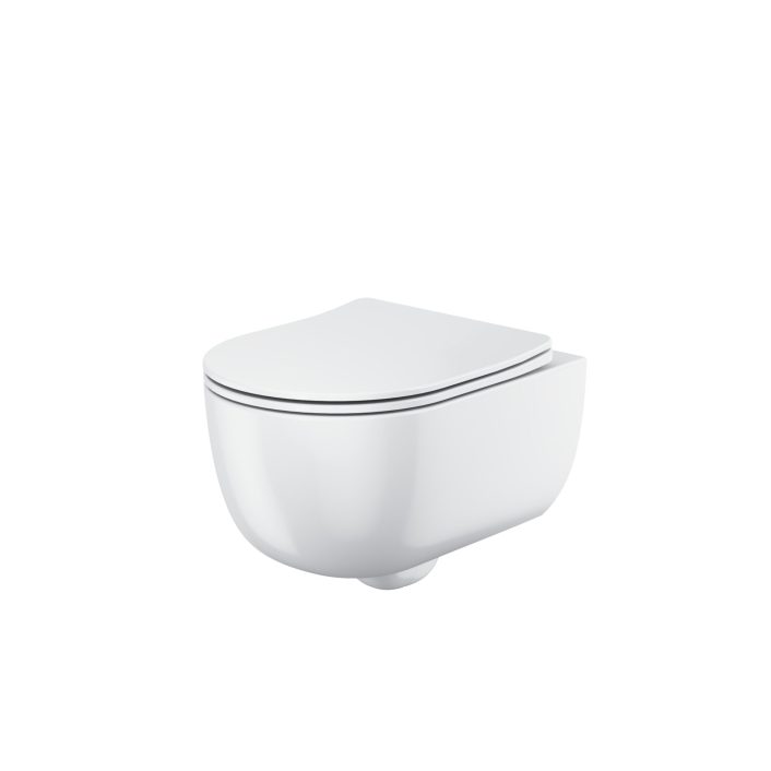 Riviera Round Wall Hung Pan Including Soft Close Seat - Gloss White