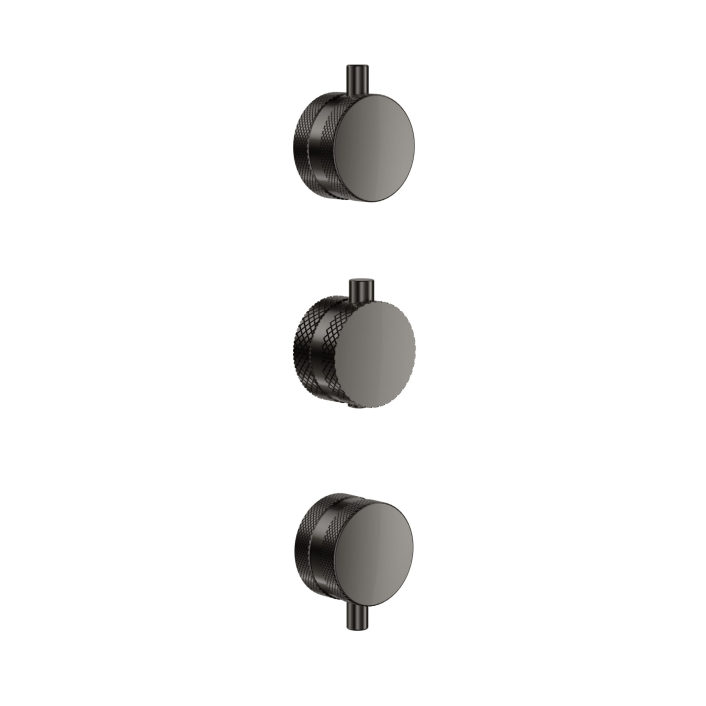 Scudo Rainford Concealed Knurled Handle Set, 1 Temperature & 2 Flow Controls, Gunmetal