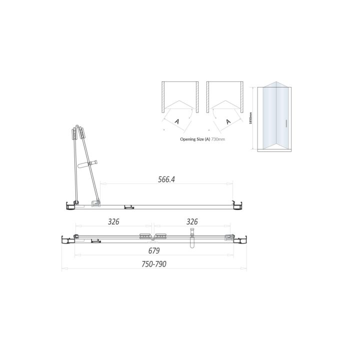 Scudo S6 Bifold Semi-Frameless Shower Door, 6mm, Chrome — 800mm