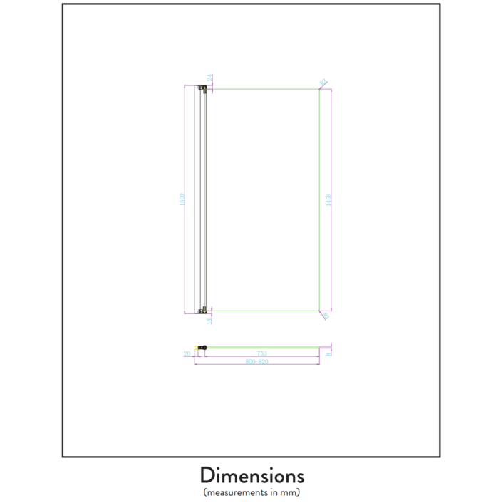 Scudo Thalia Single Panel Bath Screen, 8mm, Black