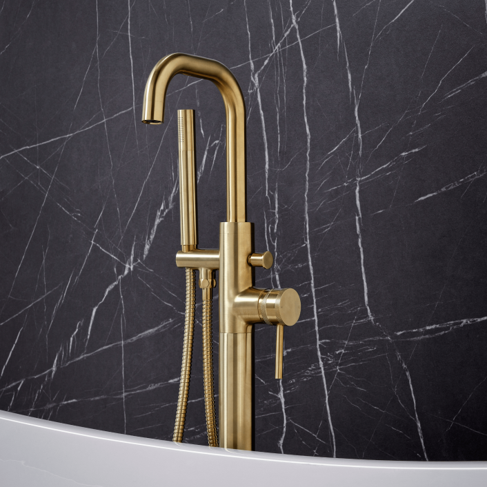 Scudo Core Freestanding Bath Shower Mixer, Black