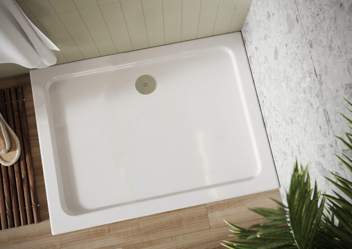 Scudo Eco-Stone Rectangular Shower Tray, 30mm, White — 1200 x 700mm
