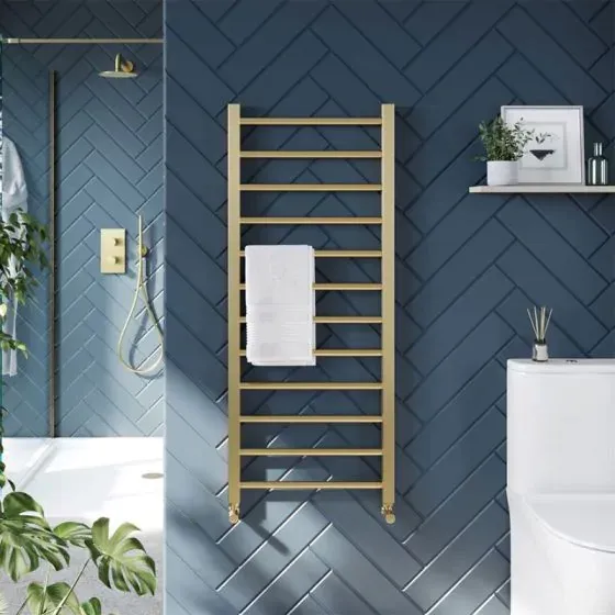 Scudo Vibe Towel Rail, 1200 x 500 — Brushed Brass