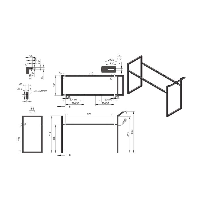 Scudo Muro Mono Universal Frame — 500/600/800mm