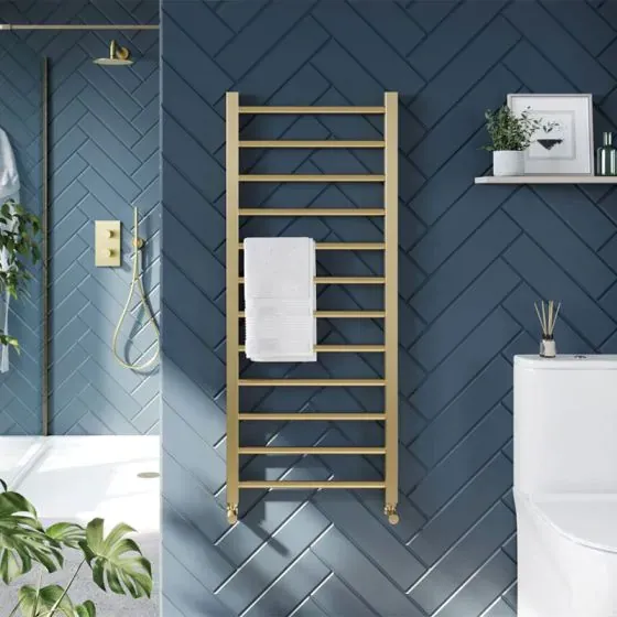 Scudo Vibe Towel Rail, 1600 x 500 — Brushed Brass