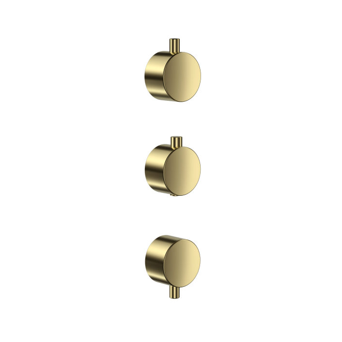 Scudo Rainford Concealed Plain Handle Set, 1 Temperature & 2 Flow Controls, Brushed Brass