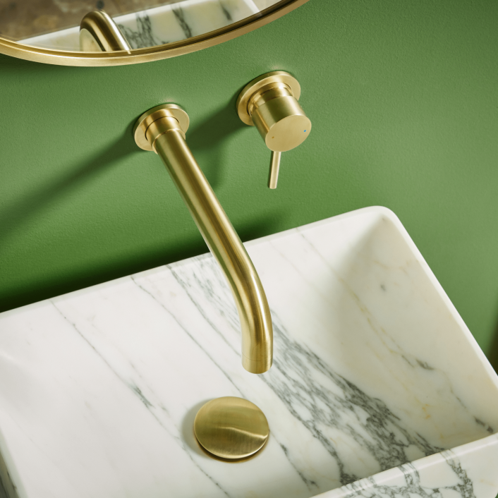 Scudo Core Wall Mounted Basin Tap & Filler, Brushed Bronze