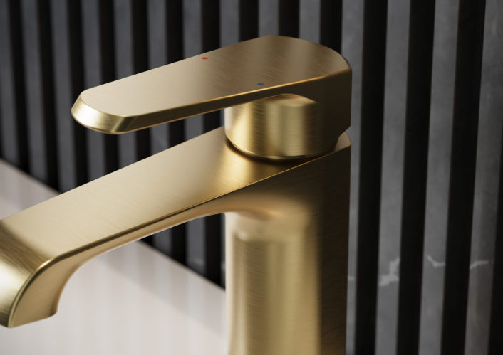 Scudo Montana Basin Mono Tap, No Waste, Brushed Brass