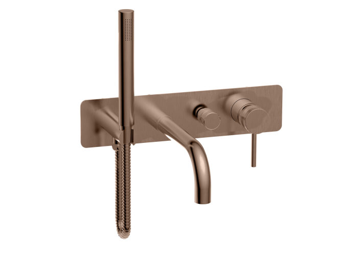 Scudo Core Wall Mounted Bath Shower Mixer, Brushed Bronze
