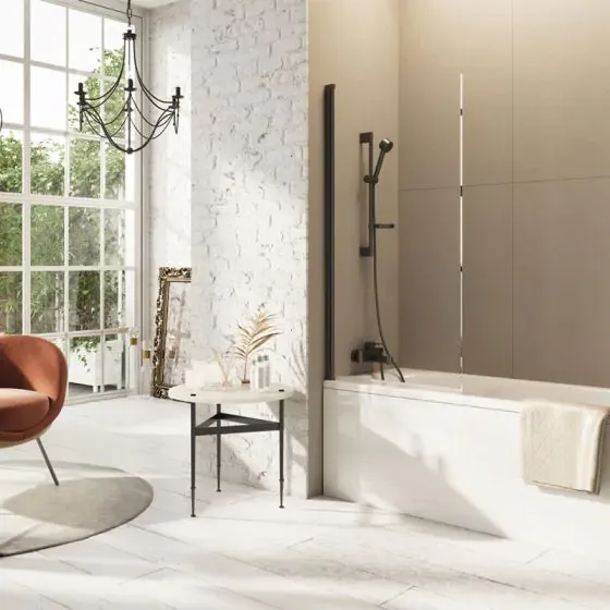 Scudo Thalia Single Panel Bath Screen, 8mm, Gunmetal