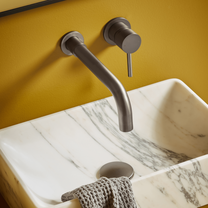 Scudo Core Wall Mounted Basin Tap & Filler, Brushed Bronze